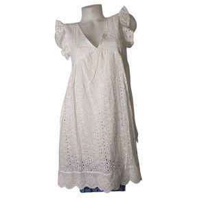 PINK LILY White Eyelet Sleeveless Lace Dress Womens Size Small
